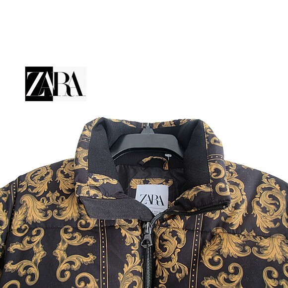 ZARA NEW Skater Scroll Motif Quilted Bomber Jacket S - Picture 7 of 12